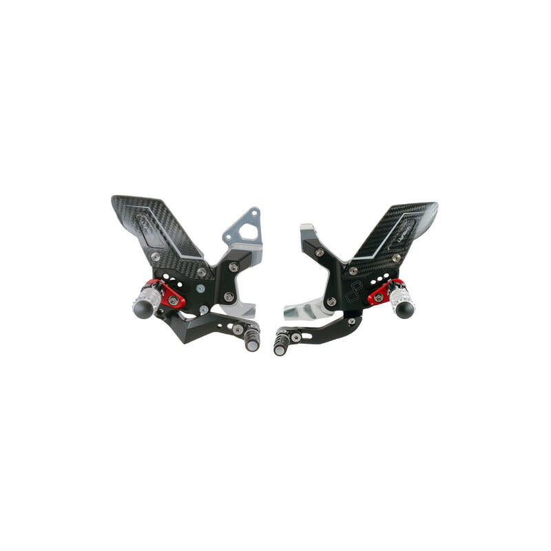 Lightech Pedane Regolabili con Poggia piedi Regolabili per Ducati Panigale 899-959-1199-1299 dal 2012 al 2020 Panigale V2 2020-2024