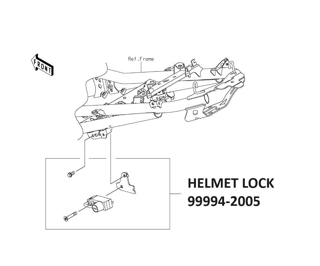 Lucchetto casco (One-Key system) per Kawasaki Ninja  500 - Ninja  500 SE - Z 500 - Z 500 SE 2024>