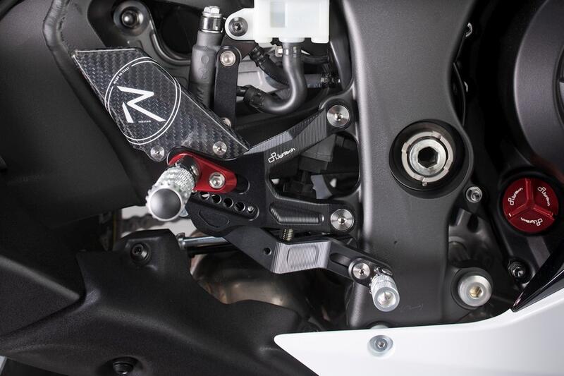Lightech Pedane Regolabili Con Poggiapiedi Snodati, Cambio Rovesciato per Kawasaki ZX10R 2021-2024