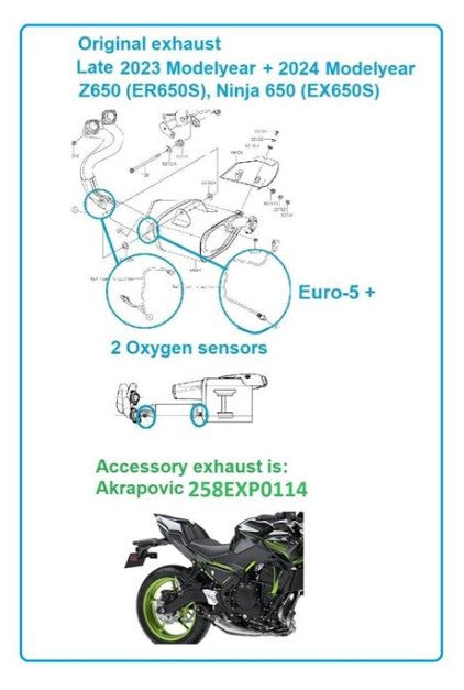 258EXP0114 Scarico Akrapovic in Titanio (Full system) Kawasaki Z650 2024-2025 Ninja 650 2024-2025