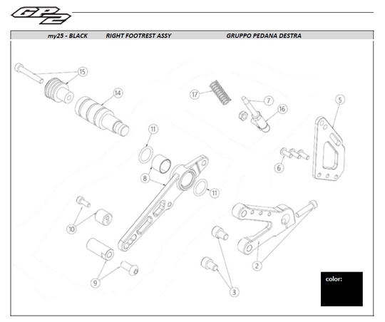 GRUPPO PEDANA DESTRA OHVALE GP2 BLACK DAL 2025