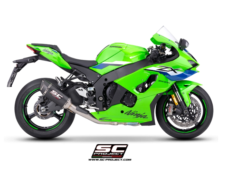Silenziatore SC modello SC1-R con raccordo decat, 250 mm per Kawasaki zx10R/RR