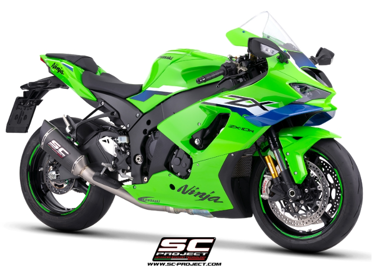 Silenziatore SC modello SC1-R con raccordo decat, 250 mm per Kawasaki zx10R/RR