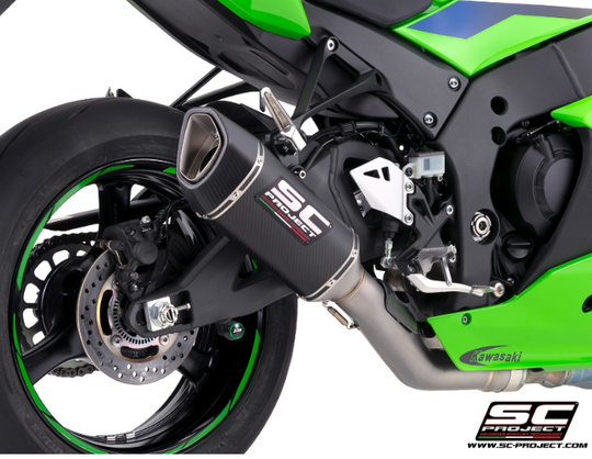 Silenziatore SC modello SC1-R con raccordo decat, 250 mm per Kawasaki zx10R/RR