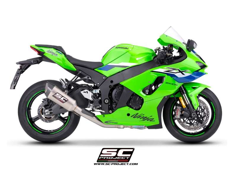 Silenziatore SC modello SC1-R con raccordo decat, 250 mm per Kawasaki zx10R/RR