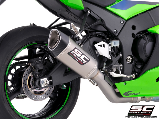 Silenziatore SC modello SC1-R con raccordo decat, 250 mm per Kawasaki zx10R/RR