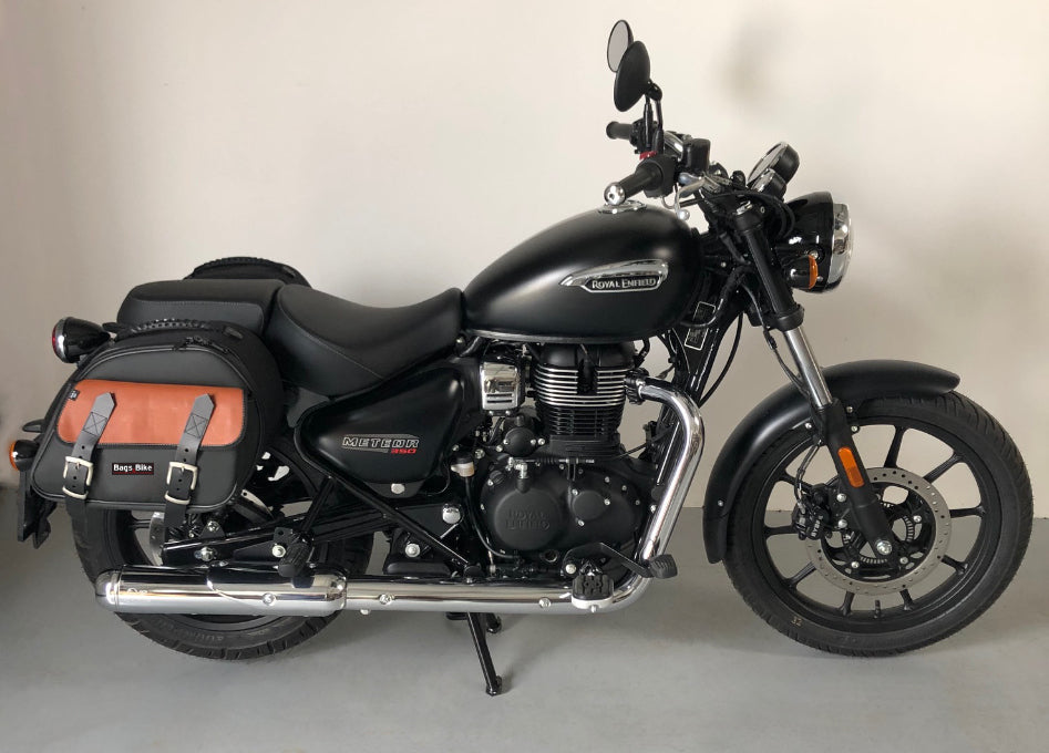 Borse laterali Explorer nero/cuoio Bags & Bike Royal Enfield Meteor 350
