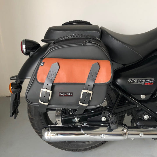 Borse laterali Explorer nero/cuoio Bags & Bike Royal Enfield Meteor 350