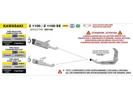 Collettori racing Arrow per Kawasaki Z1100 - Z1100 SE 2025>