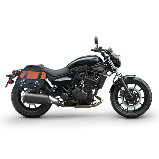 Borse Laterali modello EXPLORER NERA e CUOIO per Kawasaki Eliminator 500