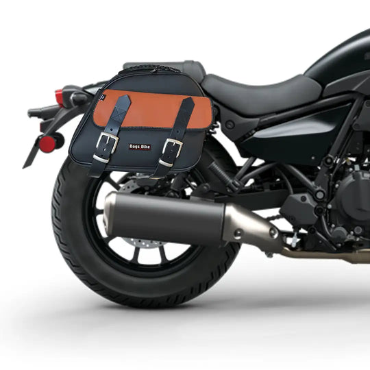 Borse Laterali modello EXPLORER NERA e CUOIO per Kawasaki Eliminator 500
