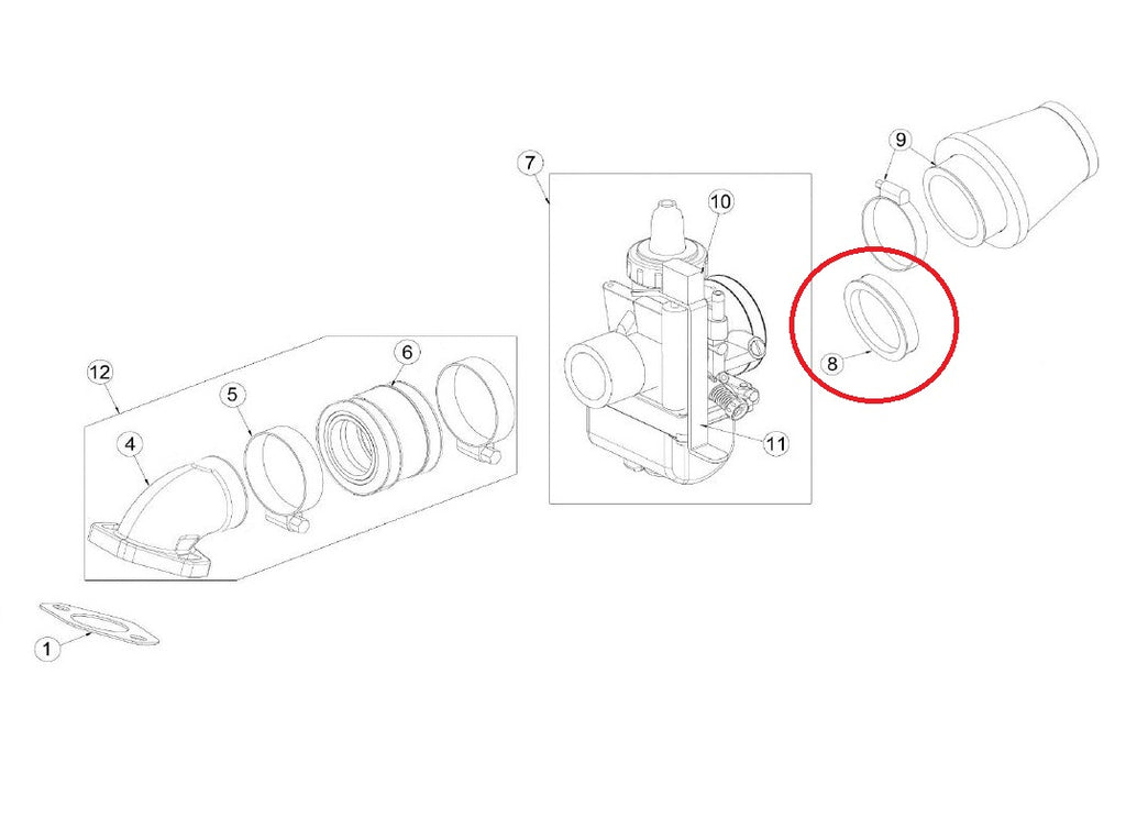 Adattatore Per Filtro Aria D.60 Ohvale GP-0 / GP-2