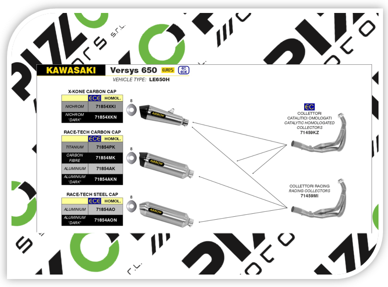 COLLETTORI OMOLOGATI ARROW KAWASAKI VERSYS 650 2017>2022