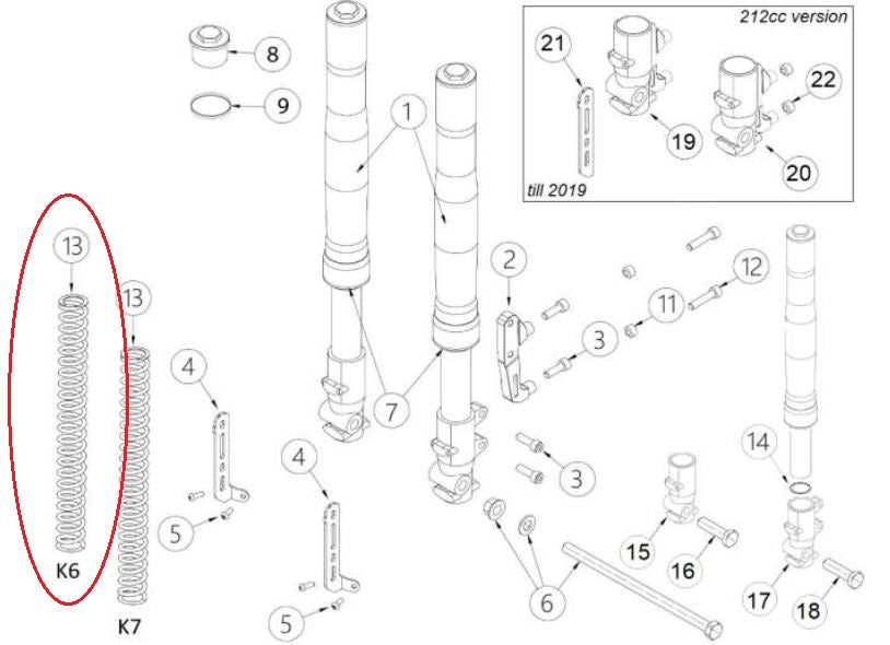 Molla Forcella Anteriore K6 Ohvale Gp-0 / GP-2 Diametro 33