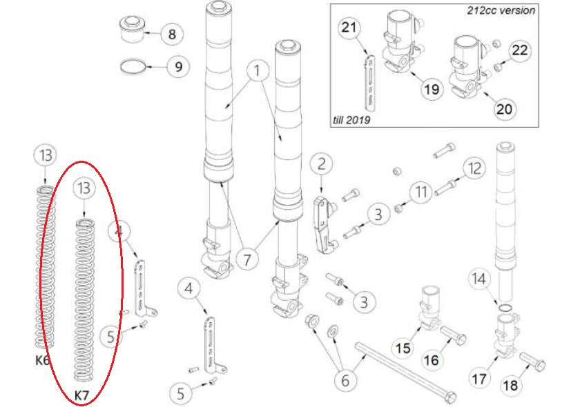 Molla Forcella Anteriore K7 Ohvale Gp-0 / GP-2 Diametro 33