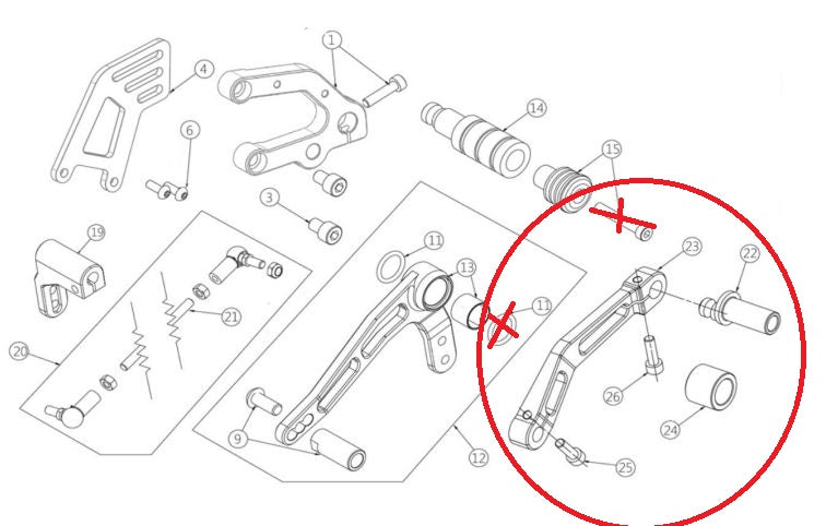 Leva Cambio Rovesciato Alluminio Completa Ohvale GP-0 / GP2