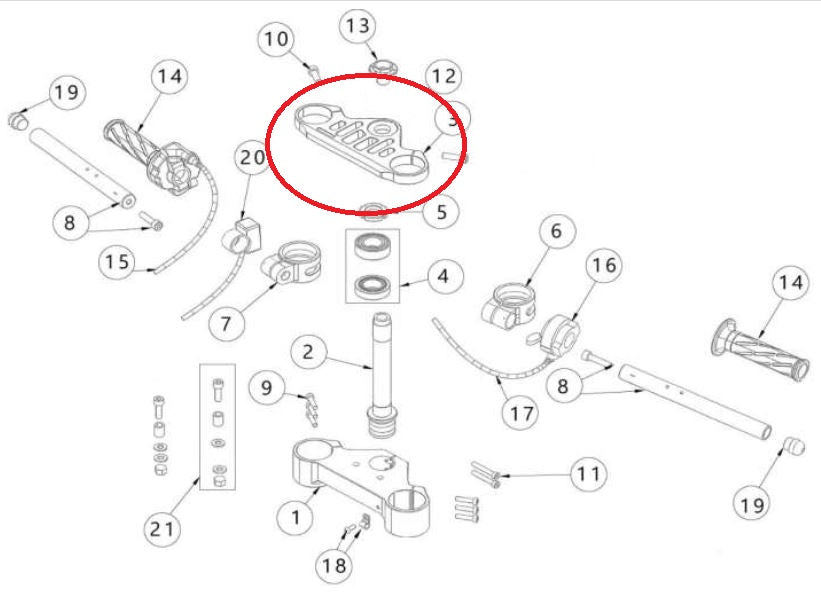 Piastra Superiore Sterzo Ohvale GP-2